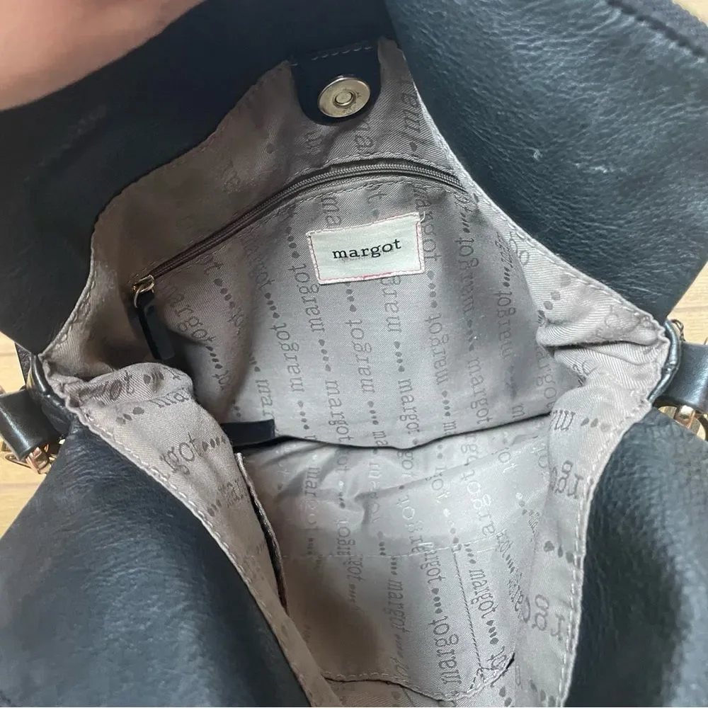 MARGOT- Black Leather Hobo with Gold Hardware